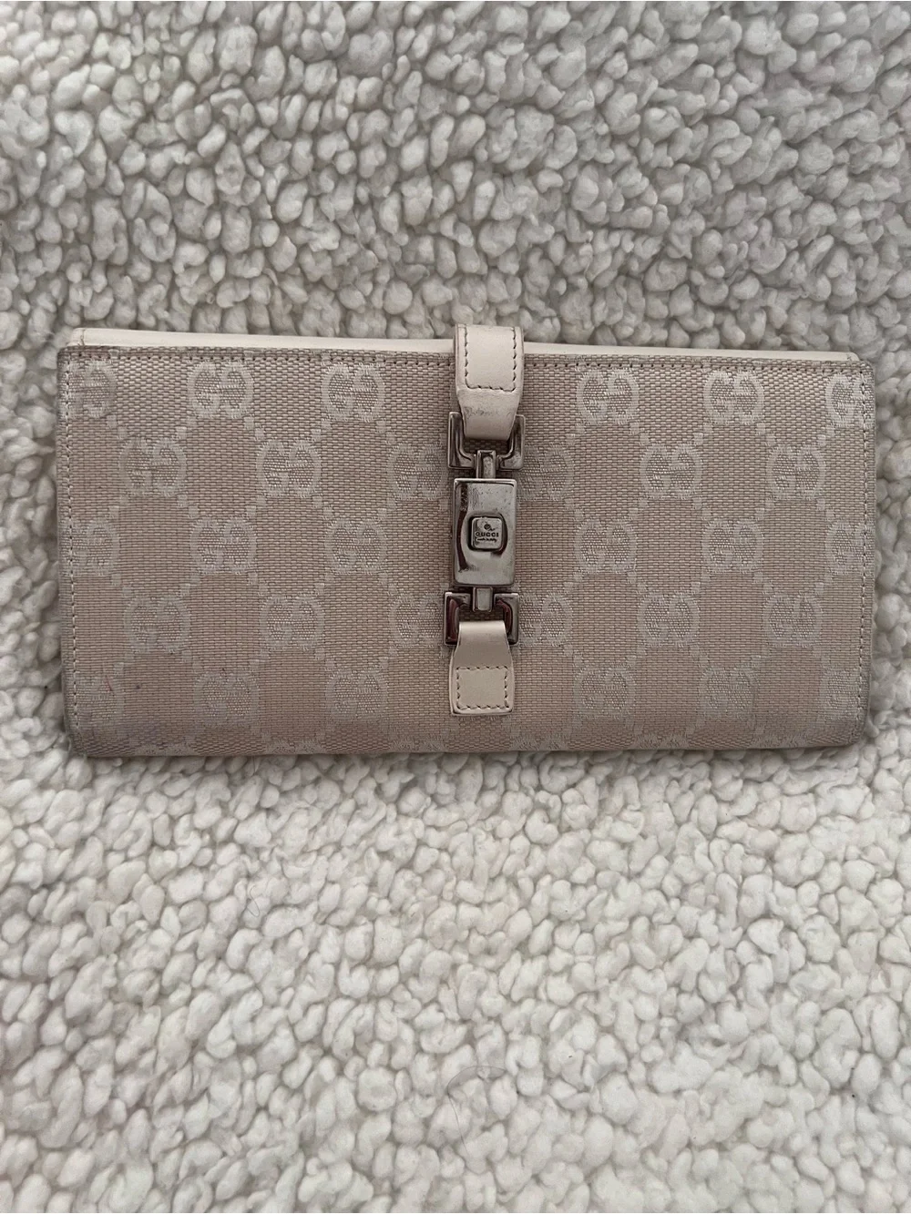 Gucci GG Beige Canvas Vintage Continental Wallet w/ Horsebit Accent - Picture 1 of 8